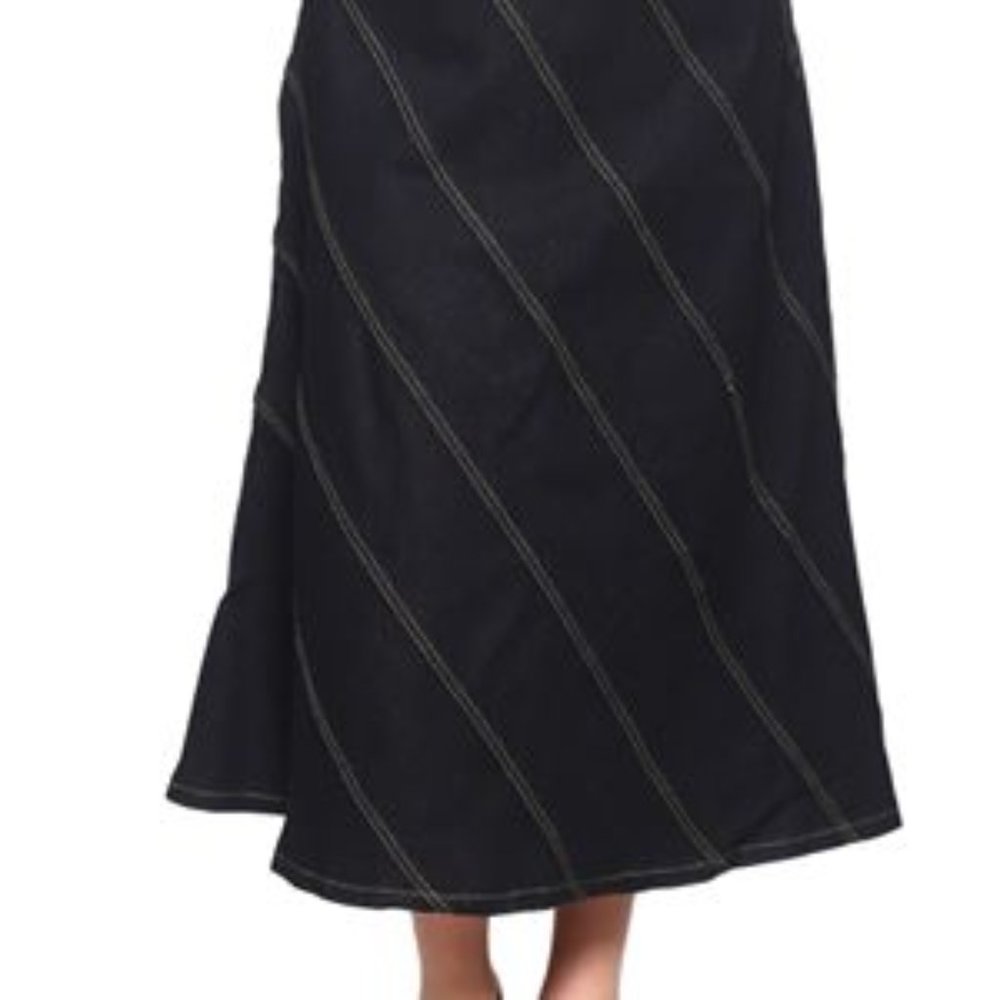 Be Girl Black A line Maxi Denim Skirt with Gores